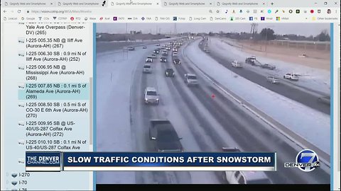 Slow traffic conditions Thursday after snowstorm