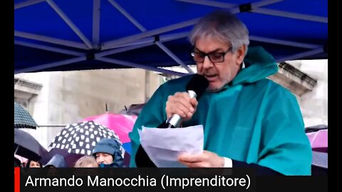 Armando Manocchia, imprenditore, alla manifestazione di 3V a Milano del 1° maggio 2021