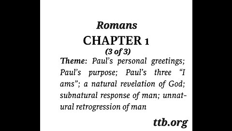 Romans Chapter 1 (Bible Study) (3 of 3)