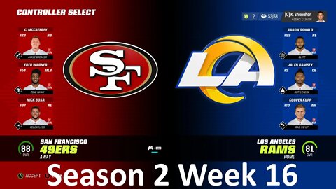 Madden Nfl 23 49ers Vs Rams Simulation Franchise S2 W16