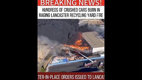 CRUSHED CARS BURN🔥🚖🚕🏎️🔥🚒AT LANCASTER RECYCLING YARD🔥🚗🔥🚕🚒👨‍🚒💫