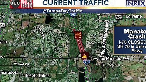 I-75 in Bradenton shut down due to overturned tanker