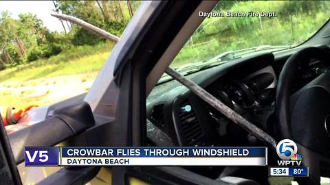 Crowbar smashes through Florida driver's windshield on I-95 in Volusia County