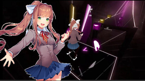 Monika Plays EXPERT Multiplayer Beat Saber! Ludicrus+