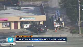 Car crashes through beauty salon on Seminole Blvd. in Pinellas County