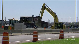 Empty roads give construction crews room, work continues