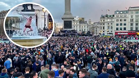 CRAZY SCENES as Newcastle fans take over Trafalgar Square ahead of Carabao Cup Final