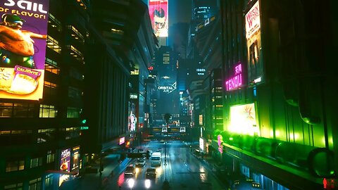 Cyberpunk 2077 - Night City Ambiance - Sound of the City, Aerial Sound, Study, Sleep, Relax - (ASMR)