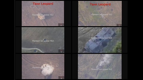 Russian Lancet UAV greets and hits two Ukrainian Leopard tanks