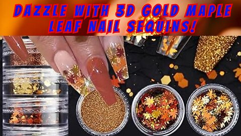 6Grids Fall Nail Glitters 3D Gold Maple Leaf Nail Sequins with Glitter