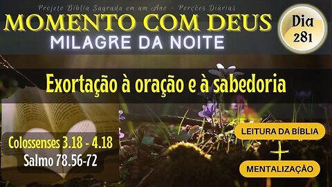 MOMENTO COM DEUS - LEITURA DIÁRIA DA BÍBLIA | MILAGRE DA NOITE - Dia 281/365 #biblia