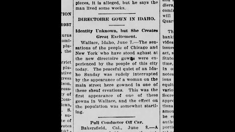 June 11 1908, Wallace, Idaho, Mysterious Woman Wears Gown and Blows People's Minds