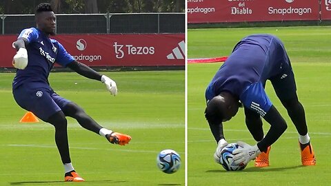 Andre Onana, Mason Mount, Anthony Martial in action at Manchester United open training in San Diego