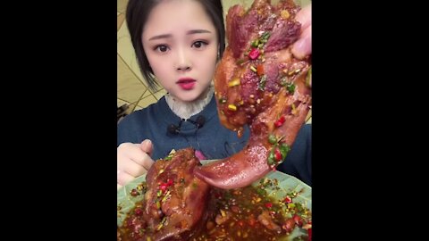 MUKBANG ASMR CHINESE FOOD pork tongue