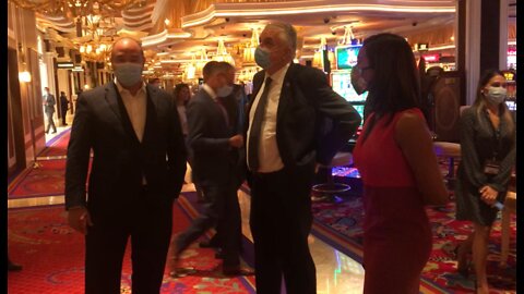 Nevada Gov. Steve Sisolak tours Vegas Strip casinos reopening for business