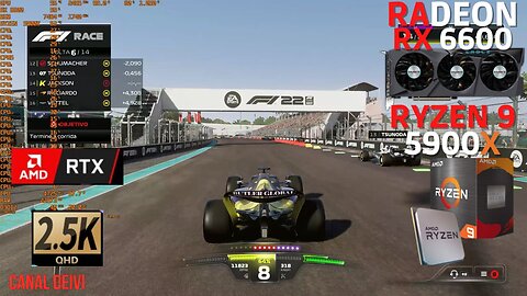 F1 23 Ray Tracing RX 6600 + R9 5900X + 64GB RAM CL16 Teste/Gameplay