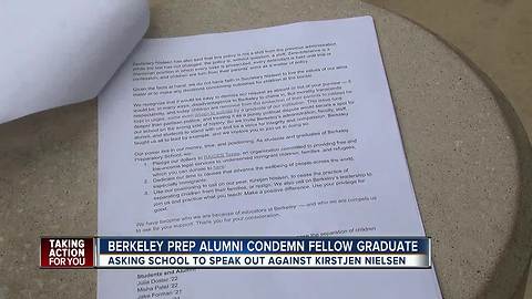 Alumni from Nielsen's high school condemn her