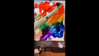 Rainbow Forrest an Alcohol Ink Abstract Fluid Art Painting Timelapse