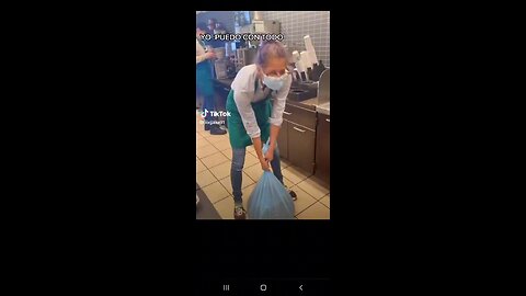 Funny Woman carrying trashbag