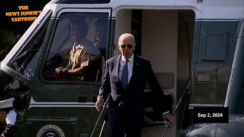 After 18 days vacation, Biden finally returns to Washington, DC, gets surprised the White House is still there, shuffles to the press, mumbles: "I'm checking on what's happening... and then I'll be off" to campaign for Kamala.