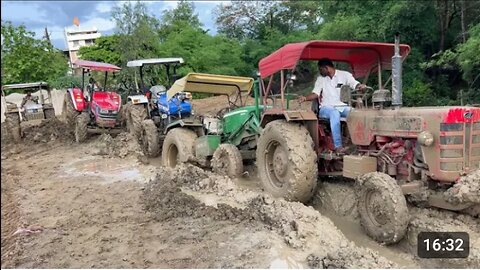 tractor power test in deep mud mahindra 485