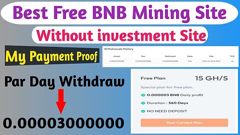 Best Free BNB Mining Site | Without Investment BNB Site | Par Day Withdraw For Free | Payment Proof