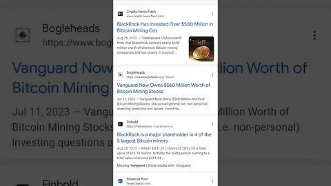 BlackRock And Vanguard Have Over A $Billion Invested In Bitcoin Mining Stocks🤯