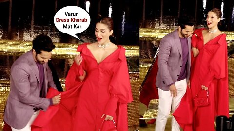 Varun Dhawan Playing With Kriti Sanon Dress At At Nita Mukesh Ambani Cultural Centre Launch