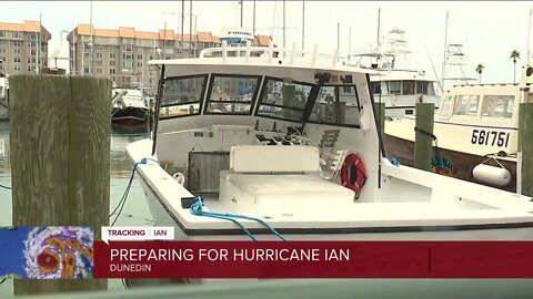 Heather Leigh in Pinellas County | Business owners, continue to board up windows and lay down sandbags as boaters at the Dunedin Marina secure their boats with extra lines ahead of the predicted storm surge.