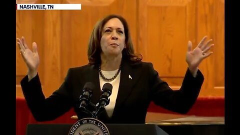 Kamala Harris's Nashville speech overlaid on the J6 protest