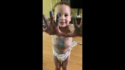 Toddler sneaks his marker and does some self art