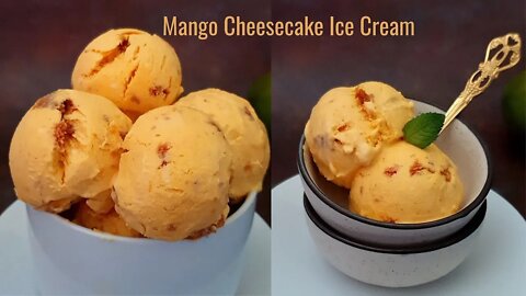 Mango Cheesecake Ice Cream Recipe | Ice Cream Recipe | No Churn Ice Cream