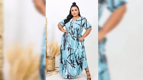 🛑 VESTIDO LONGO DE BOTÕES ESTAMPADO PLUS SIZE