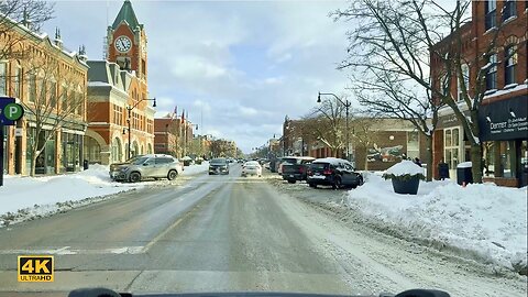 CANADA Travel - COLLINGWOOD Downtown Walk in Winter after Snowfall