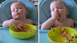 Sleepy Baby Continues To Eat While Falling Asleep