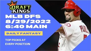 Dream's Top Picks for MLB DFS Today Main Slate 8/29/2022 Daily Fantasy Sports Strategy DraftKings