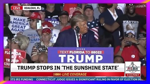 TRUMP STORM SPEECH IN HIALEAH, FLORIDA - NOVEMBER 8, 2023