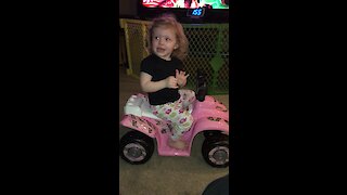 Little girl gets scared by her birthday present