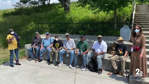 Blind veteran teaching other low vision vets self defense