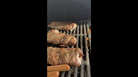 Moose steaks on the smoker