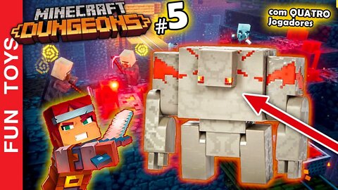 MINECRAFT DUNGEONS #5 - Encontramos o GOLEM de REDSTONE nas Minas de Redstone! Com 4 Jogadores! ⛏