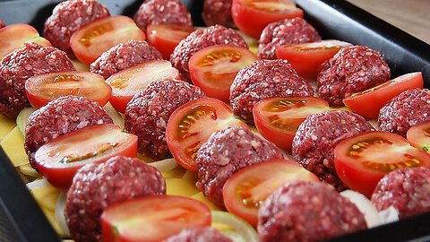 Meatballs with Potatoes and Tomatoes in the Oven A Simple, Quick Recipe