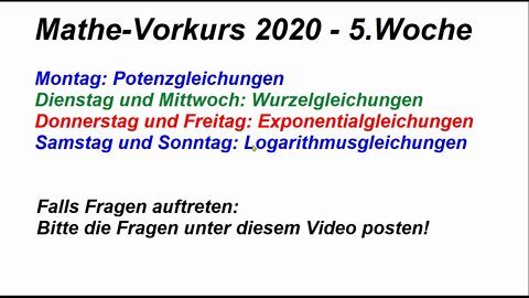 Mathe Vorkurs 2020 ► Die 5.Woche