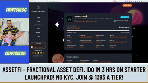 AssetFI - Fractional Asset DEFI. IDO In 3 Hrs On Starter Launchpad! No KYC. Join @ 139$ A Tier!