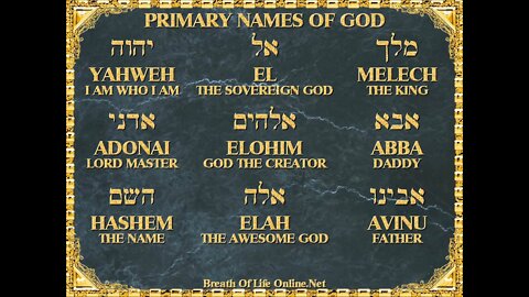 Bible Study - The Names of God Lesson 3 - EL/Elohim/Adonai 2022.10.11