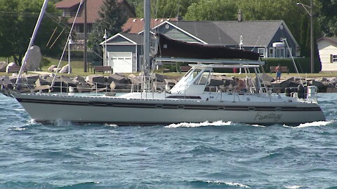 FANTASY Sailboat Light Cruise Under Bluewater Bridges In Sarnia