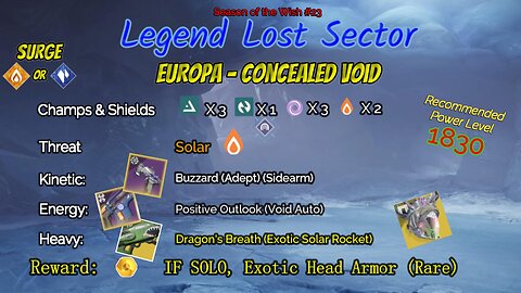 Destiny 2 Legend Lost Sector: Europa - Concealed Void on my Solar Warlock 12-14-23