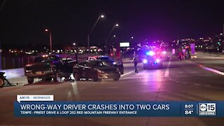 PD: Wrong-way driver crashes into 2 vehicles in Tempe