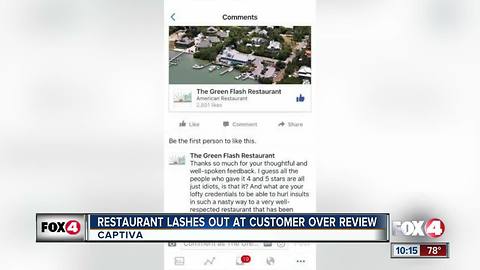 Restaurant lashes out at customer over review