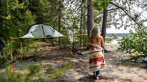 Beach Camping Alone in a Tree Tent